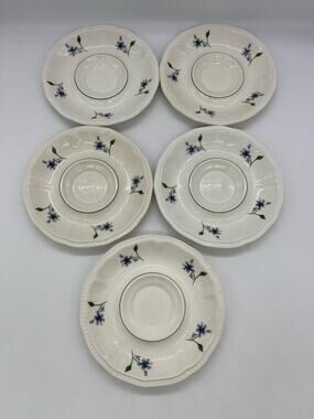 KENSINGTON Staffordshire Ironstone Wayside 1821 Set of 5 Saucers England 6"